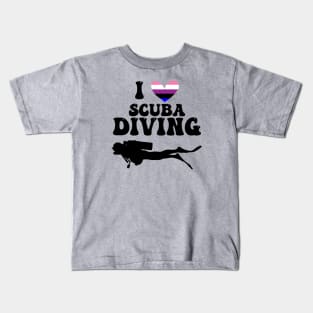 I Heart Scuba Diving (Genderfluid Flag) Kids T-Shirt